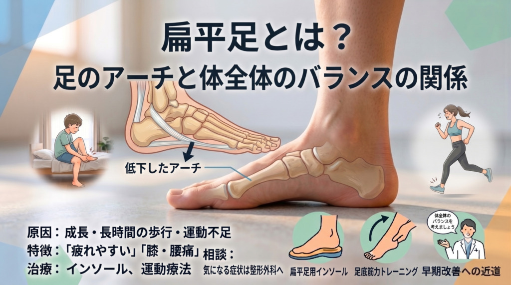 足の痛み⑥ 扁平足とは？足のアーチと体全体のバランスの関係